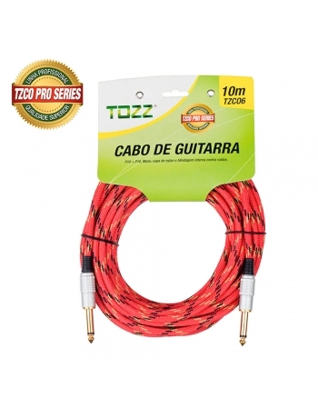 CABO P10 + P10 TZCO6 10 METROS MALHA TECIDO VERMELHO