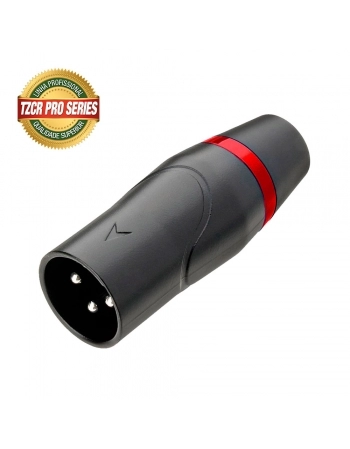 CONECTOR CANNON MACHO TZCR11 PRETO ANEL VERMELHO TOZZ