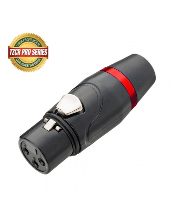 CONECTOR CANNON FÊMEA TZCR10 PRETO ANEL VERMELHO TOZZ