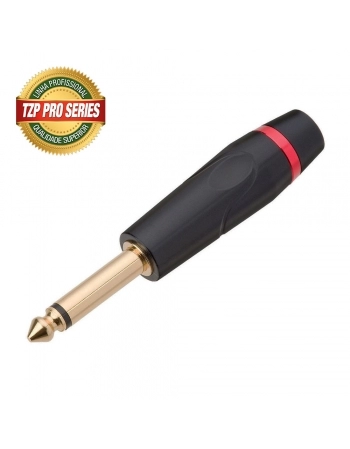 PLUG P10 MONO PROFISSIONAL TZPG20 METAL PRETO COM VERMELHO