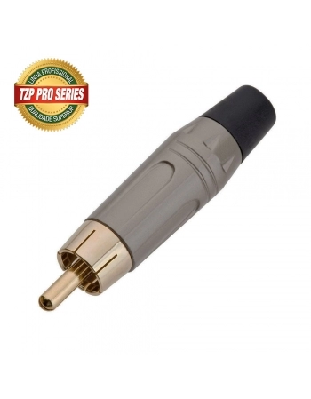 PLUG RCA TZPG18 PROFISSIONAL PRATA COM RABICHO PRETO