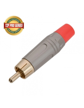 PLUG RCA TZPG18 PROFISSIONAL PRATA COM RABICHO VERMELHO
