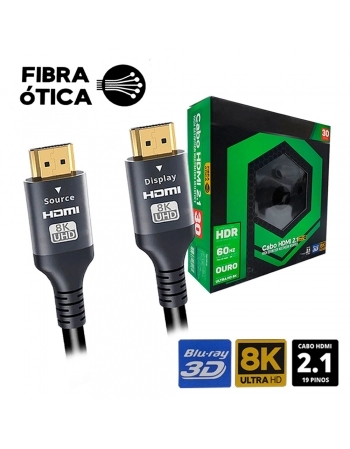 CABO HDMI + HDMI OPTICO 2.1 30M 8K C/ FILTRO PT