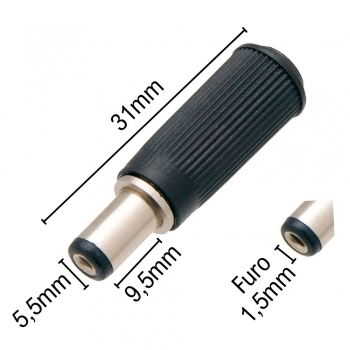 PLUG P4 FURO 1.5MM LARGURA 5.5MM SEM RABICHO