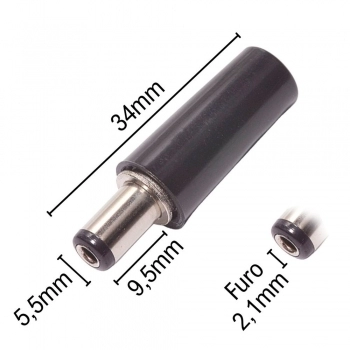 PLUG P4 LATÃO FURO 2.1MM LARGURA 5.5MM SEM RABICHO